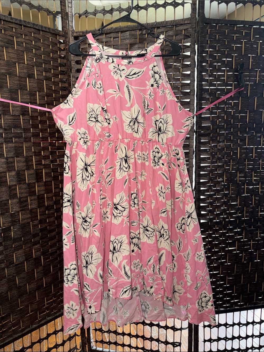 torrid Pink and White Floral High-Low Halter Dress